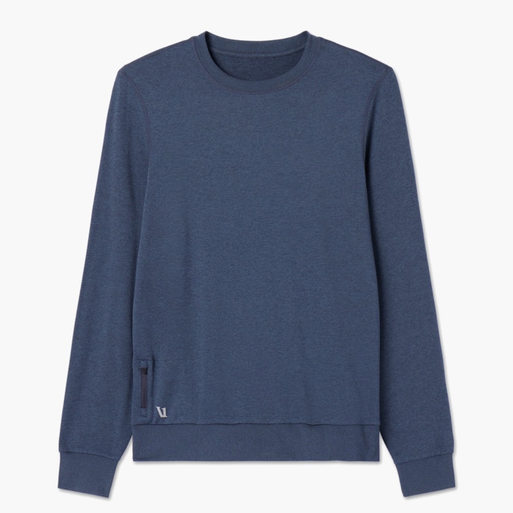 Vuori Ponto Performance Crew - Men’s DreamKnit Crew. Mens size L Azure Heather